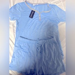 Super soft sky blue  two piece sleep short set. Brand new with tags